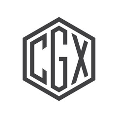 three-letter initials hexagon logo black