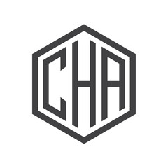three-letter initials hexagon logo black