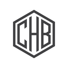 three-letter initials hexagon logo black