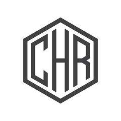 three-letter initials hexagon logo black
