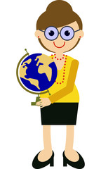 Fototapeta premium School teacher with globe. Vector clip art.