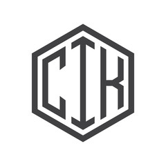 three-letter initials hexagon logo black