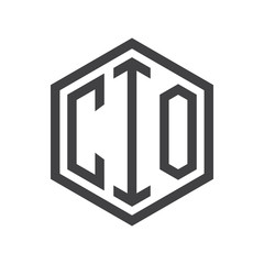 three-letter initials hexagon logo black