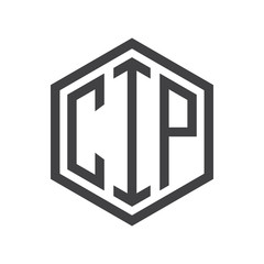 three-letter initials hexagon logo black