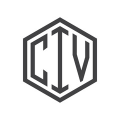 three-letter initials hexagon logo black