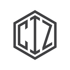 three-letter initials hexagon logo black