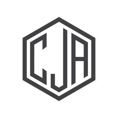 three-letter initials hexagon logo black