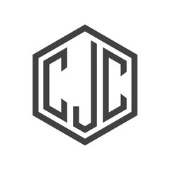 three-letter initials hexagon logo black