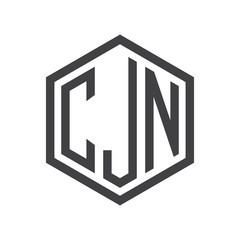 three-letter initials hexagon logo black