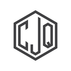 three-letter initials hexagon logo black