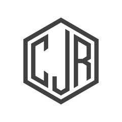 three-letter initials hexagon logo black