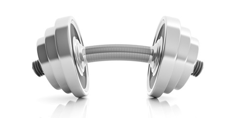 Bended dumbbell on white background. 3d illustration