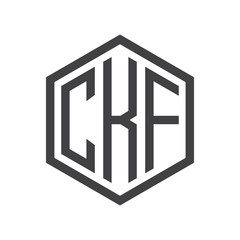 three-letter initials hexagon logo black