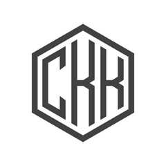 three-letter initials hexagon logo black