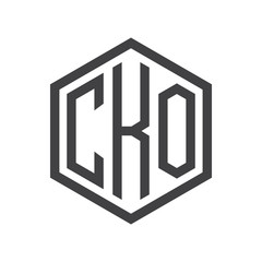 three-letter initials hexagon logo black