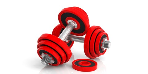 Dumbbells on white background. 3d illustration