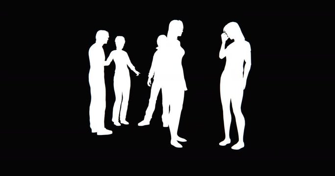 4k Business people silhouette talking or Using mobile Phones.