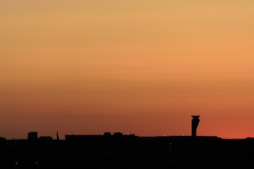 Naklejka premium Hangars at O'Hare at night