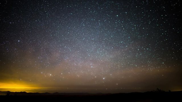 Milky Way Galaxy in Spring Season Sky Time Lapse of Stars and Meteors