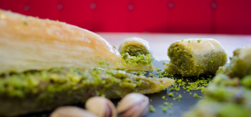 Baklava with pistachios and walnuts