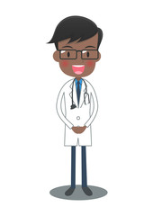 前で手を組む白衣の医者