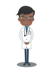 お辞儀をする白衣の医者