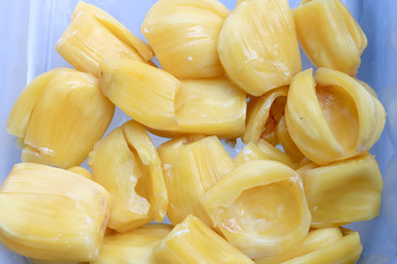 Piece of sweet yellow Jackfruit,Tropical fruit. © narin_nonthamand