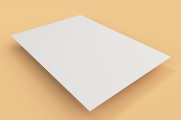 Blank white flyer mockup on orange background