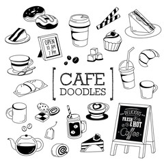 Cafe Doodle, Hand drawing styles of cafe objects
