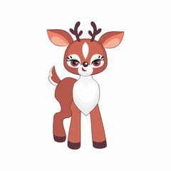 The image of a cute little deer. Vector illustration in cartoon style.