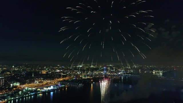 Fireworks over the Delaware River Philadelphia Pennsylvania Grand Finale