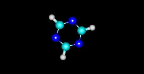 Triazine molecular structure isolated on black
