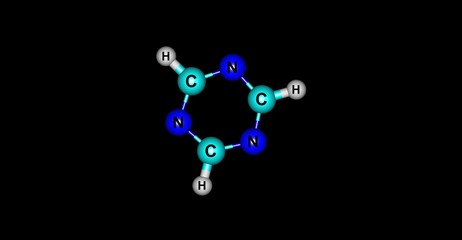 Triazine molecular structure isolated on black