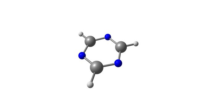 Triazine molecular structure isolated on white