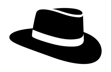 Cowboy hat or country stetson hat flat icon for apps and websites - obrazy, fototapety, plakaty
