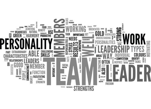 A GOOD LEADER KNOWS THE TEAM S COLOURS TEXT WORD CLOUD CONCEPT