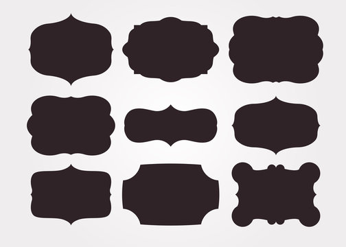 Vintage black frame empty set. Retro premium quality labels set and antique frames design elements. Vector illustration