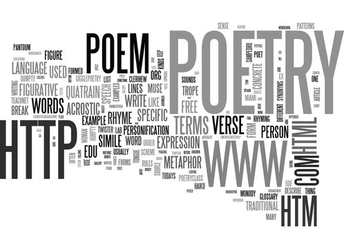 A GUIDE TO POETRY STYLES TERMS TEXT WORD CLOUD CONCEPT