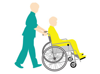 Obraz premium 車いすで移動する人