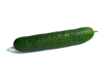 Closeup of a cucumber on a white background