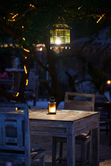 A romantic private beach dinner with candles