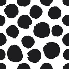 Sewing fabric with Seamless black and white grunge polka dot pattern ...
