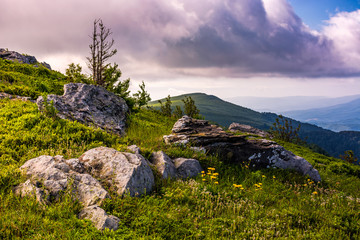 epic sunrise in high mountain ridge