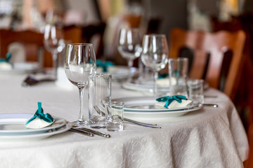 serving on the table, glasses