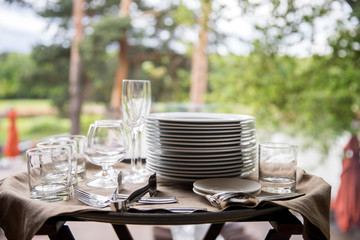 serving on the table, glasses