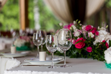 serving on the table, glasses