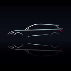 Design car silhouette on black background. Vector illustration.