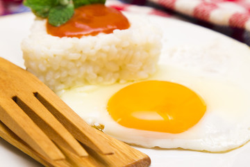 rice with eggs and tomatoes.