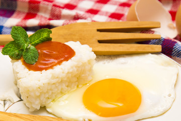 rice with eggs and tomatoes.