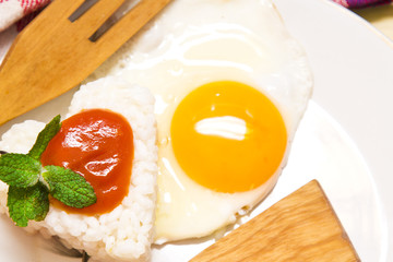 rice with eggs and tomatoes.